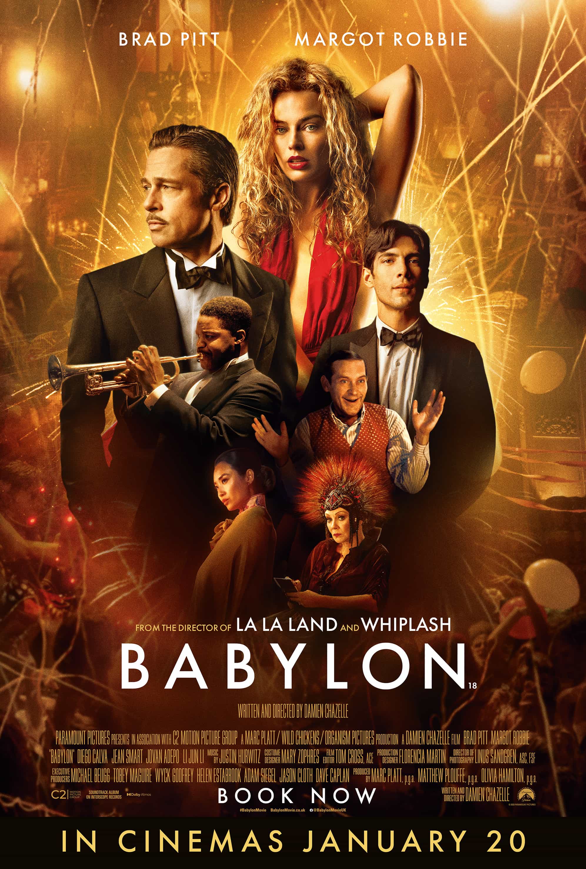 First trailer for Babylon starring Brad Pitt and Margot Robbie - UK release date 6th January 2023 #babylon
