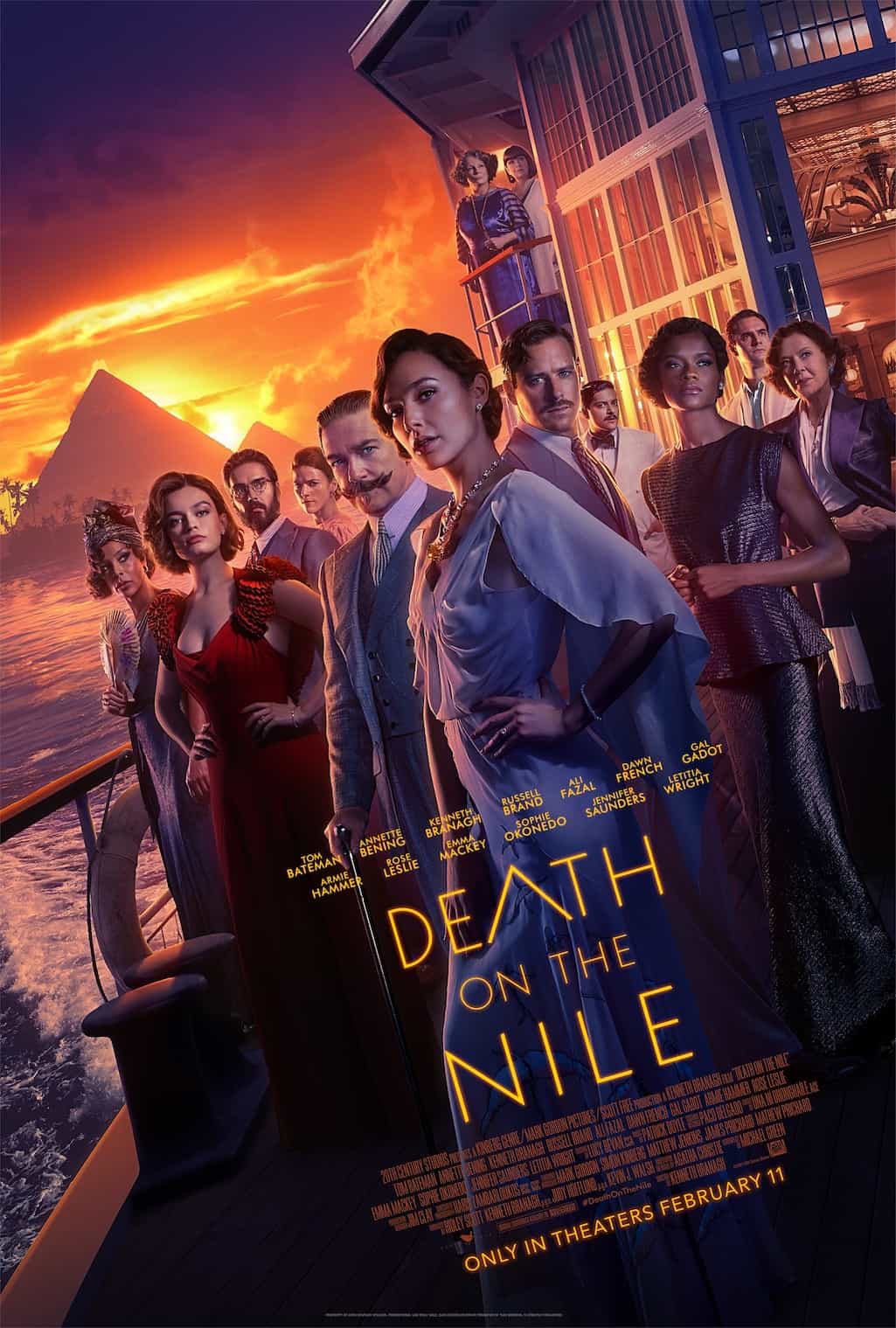 New trailer and poster for Death On The Nile starring Gal Gadot and directed by Kenneth Branagh - movie release date 23rd October 2020