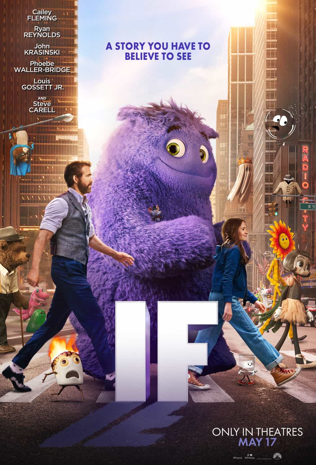 Check out the new trailer and poster for upcoming movie IF which stars Ryan Reynolds and Steve Carell - movie UK release date 24th May 2024 #if
