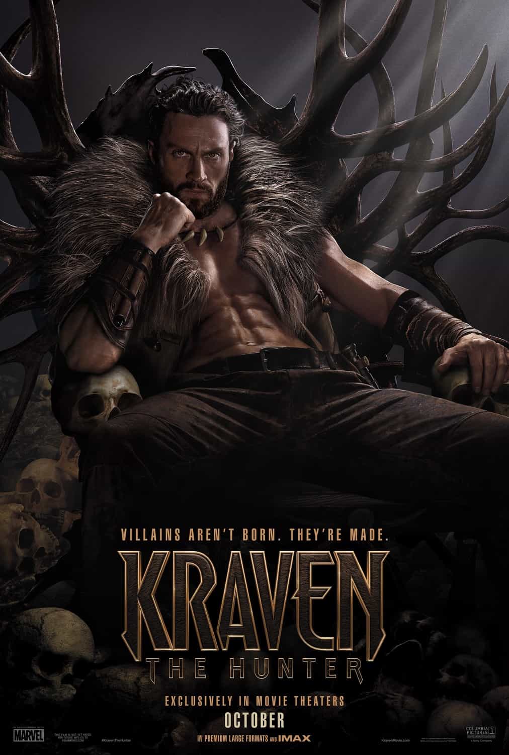 New poster has been released for Kraven the Hunter which stars Aaron Taylor-Johnson and Russell Crowe - movie UK release date 6th October 2023 #kraventhehunter