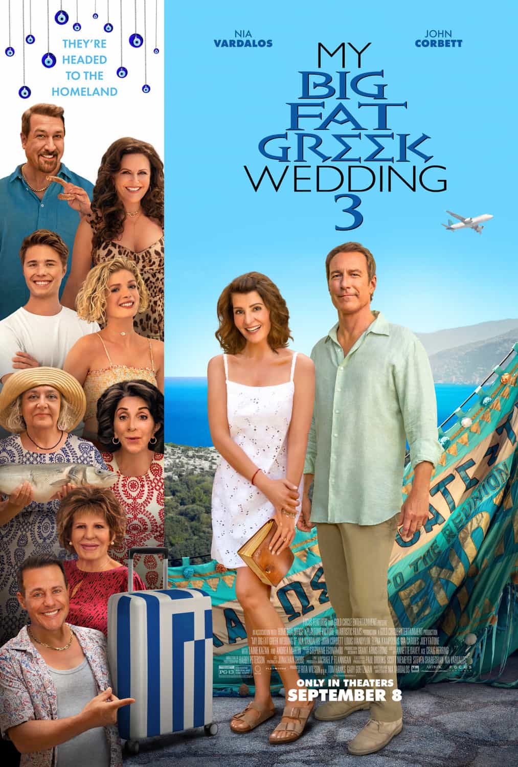 New poster has been released for My Big Fat Greek Wedding 3 which stars Nia Vardalos and John Corbett - movie UK release date 8th September 2023 #mybigfatgreekwedding3