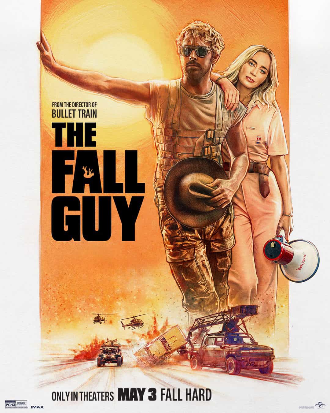 New poster has been released for The Fall Guy which stars Ryan Gosling and Emily Blunt - movie UK release date 2nd May 2024 #thefallguy